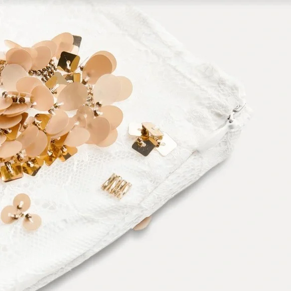 Zara $129 Embellished Jeweled Midi Skirt ZW Collection Size Small NWT - Picture 9 of 11